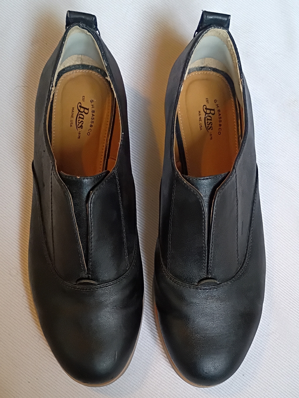 Bass Black Leather Slip-On Loafers